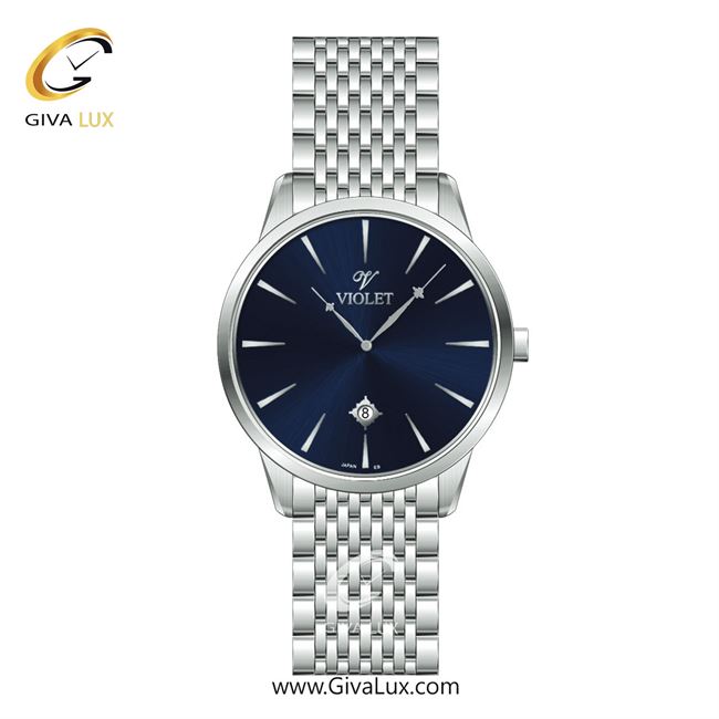 ساعت مچی اورجینال مردانه ویولت VIOLET نقره ای | نقره ای| سرمه ای| کد رفرنس 0551